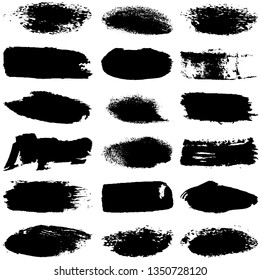 Collection of paint strokes vector. Abstract black spots on white background