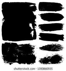 Collection of paint strokes vector. Abstract black spots on white background