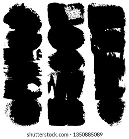 Collection of paint strokes vector. Abstract black spots on white background