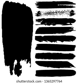 Collection of paint strokes vector. Abstract black spots isolated on white background