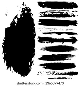 Collection of paint strokes vector. Abstract black spots isolated on white background