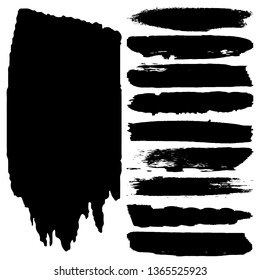 Collection of paint strokes vector. Abstract black spots isolated on white background