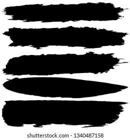 Collection of paint strokes. Vector brush in grunge style. Abstract black background for text. Spots on white surface