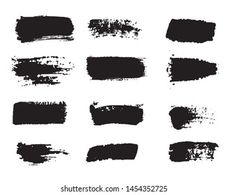 Collection of paint strokes vector. Grunge abstract hand painted element. Black and white strokes with a brush.
