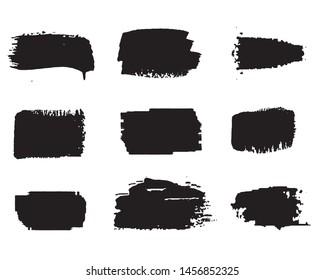 Collection of paint strokes vector. Grunge abstract hand painted element. Black and white strokes with a brush.