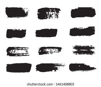 Collection of paint strokes vector. Grunge abstract hand painted element. Black and white strokes with a brush.
