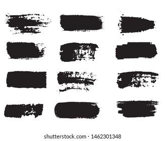 Collection of paint strokes vector. Grunge abstract hand painted element. Black and white strokes with a brush.