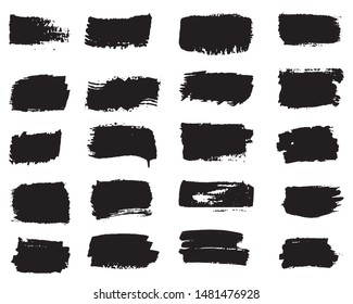 Collection of paint strokes vector. Grunge abstract hand painted element. Black and white strokes with a brush.