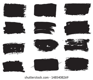 Collection of paint strokes vector. Grunge abstract hand painted element. Black and white strokes with a brush.