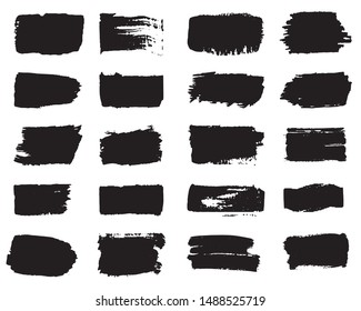 Collection of paint strokes vector. Grunge abstract hand painted element. Black and white strokes with a brush.