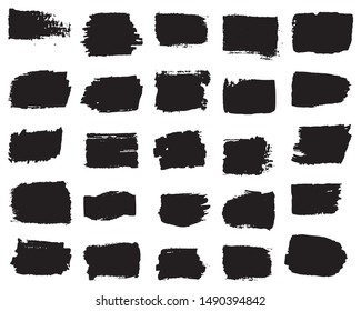Collection of paint strokes vector. Grunge abstract hand painted element. Black and white strokes with a brush.