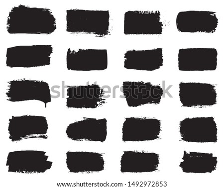 Collection of paint strokes vector. Grunge abstract hand painted element. Black and white strokes with a brush.