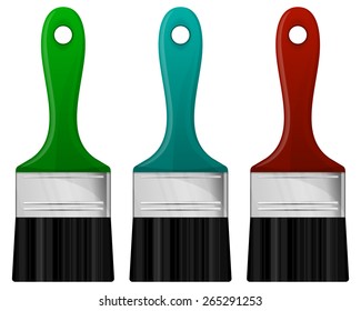 Collection of paintbrush in 3 color. Vector illustration 