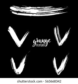 Collection of painted check marks. Vector set of brush strokes. Isolated on white background. Grunge ticks.