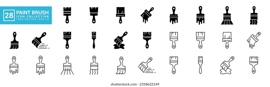 Collection of painting related icons, various painting tools, paint icons icon template editable resizable EPS 10	