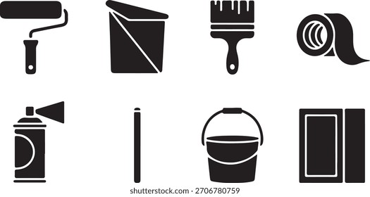 Collection of Painting Tools Vector Illustration Set for Creative Projects
