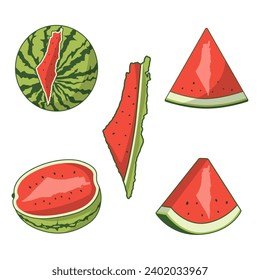 Collection of Palestinian watermelon designs. Vector illustration