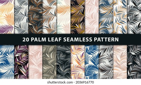 Collection palm leaf vector seamless pattern