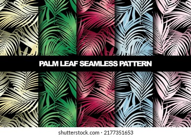 Collection of palm leaf vector seamless pattern