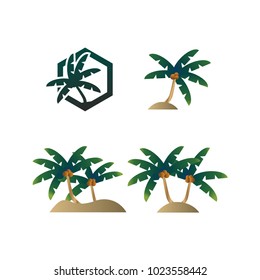 Collection of palm tree logo icon template vector set