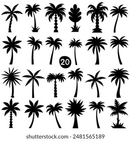 A collection of palm tree outlines against a white backdrop