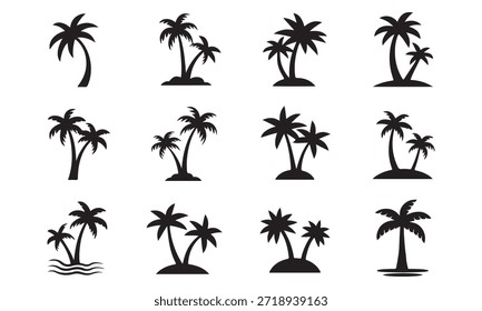 Coleção de silhuetas de palmeiras