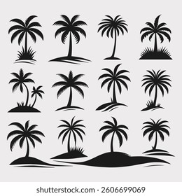 Collection of palm tree silhouettes for tropical designs