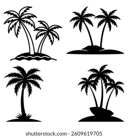 Collection of Palm trees vector silhouette 