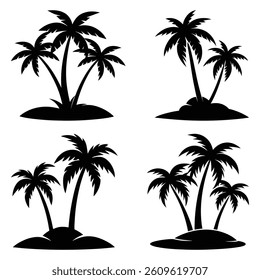 Collection of Palm trees vector silhouette 