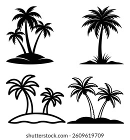Collection of Palm trees vector silhouette 