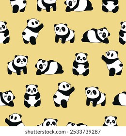 Collection of Panda Vector Seamless Pattern illustration for Print, Wallpaper, Decoration.