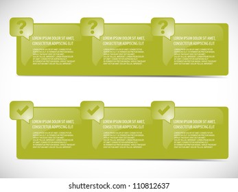 Collection panels with options. Product choice or versions