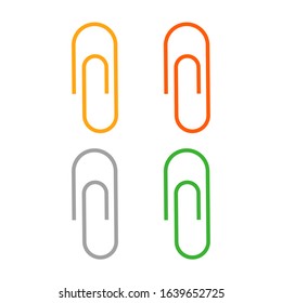 Collection of paper clips vector isolated. Colorful office supplies, clamp for document. School accessory.