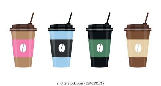 Collection of paper cups for tea and coffee.