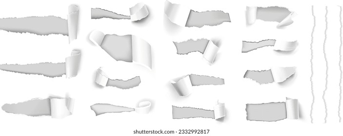 Collection of paper. Hole in paper. Vector illustration