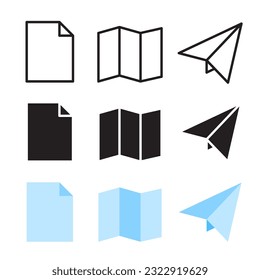 collection of paper icons with three versions