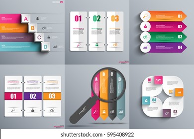 Collection paper infographic elements data visualization vector design template. Business concept steps or processes, workflow layout, diagram, arrow and sqaure, marketing icons, info graphics.