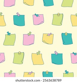 Collection of Paper Notes Vector Seamless Pattern illustration for Print, Wallpaper, Decoration.