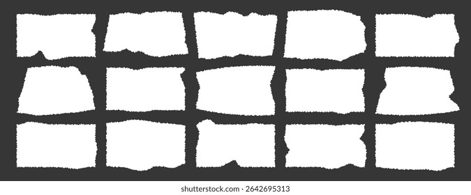 Collection of paper pieces, jagged rectangle frames vector illustration	