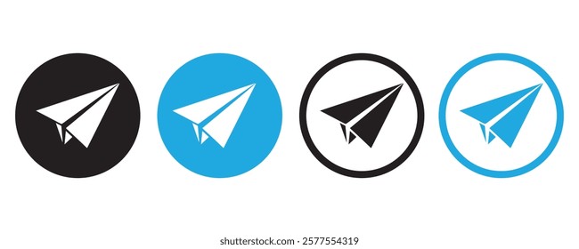 Collection Paper plane silhouette black color vector isolated on white background. Paper airplane icon set vector