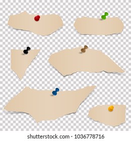 collection of paper scraps colored brown with transparency in vector file