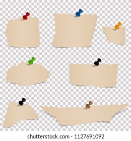 collection of paper scraps colored brown with transparency in vector file