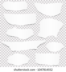 collection of paper scraps colored white with transparency in vector file