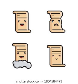 Collection of paper. Set, cartoon paper expressions. The letter paper characters smile happily, cry. Vector illustration of flat cartoon

