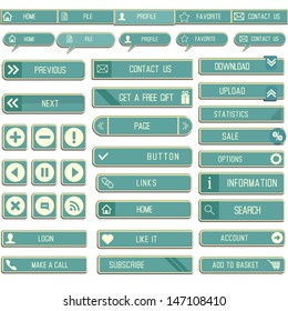 Collection of paper web buttons for your site. Flat color, no gradients.