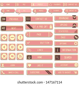 Collection of paper web buttons for your site. Flat color, no gradients.