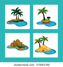 collection paradisiac island natural ocean
