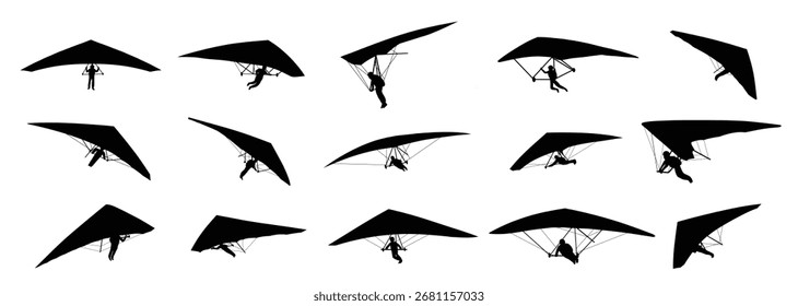 colección de Ilustraciones vectoriales de silueta de parapente