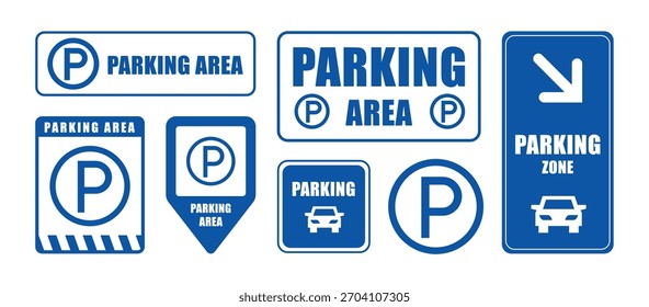 Collection of parking sign vector flat icons