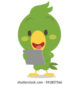 Collection of parrot character with phone
